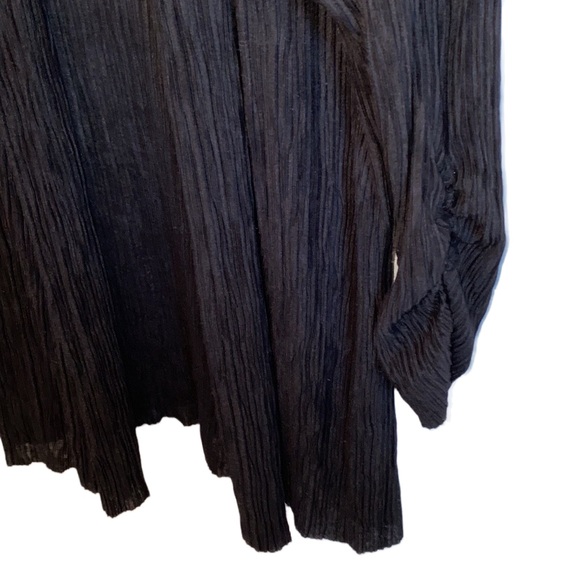 🖤 Ultra Lightweight Long (31”) 3/4 Ruched Sleeve Open Summer Cardigan, Plus 2X - Picture 8 of 15